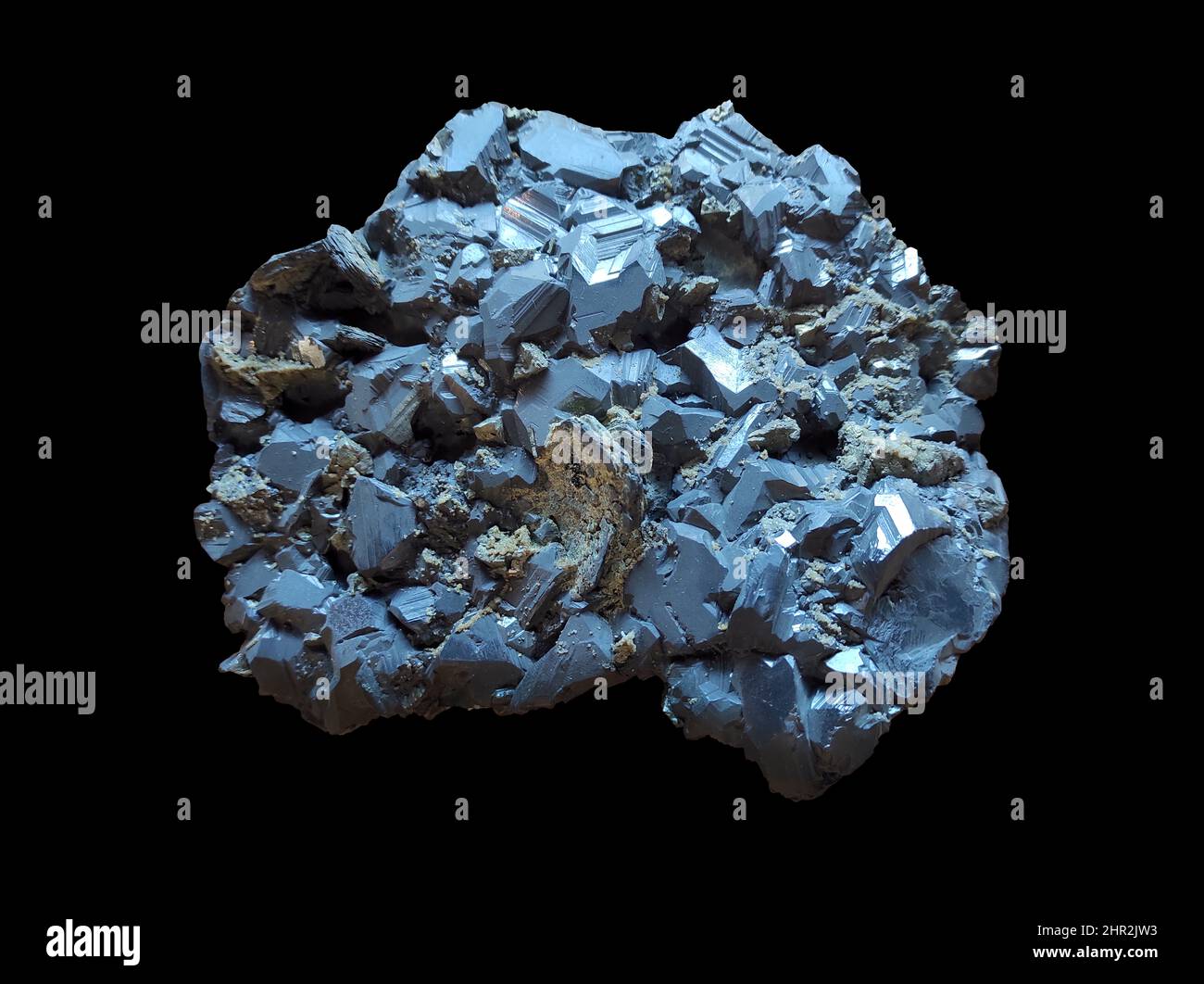 sphalerite chalcopyrite and pyrrhotite mineral over black background Stock Photo