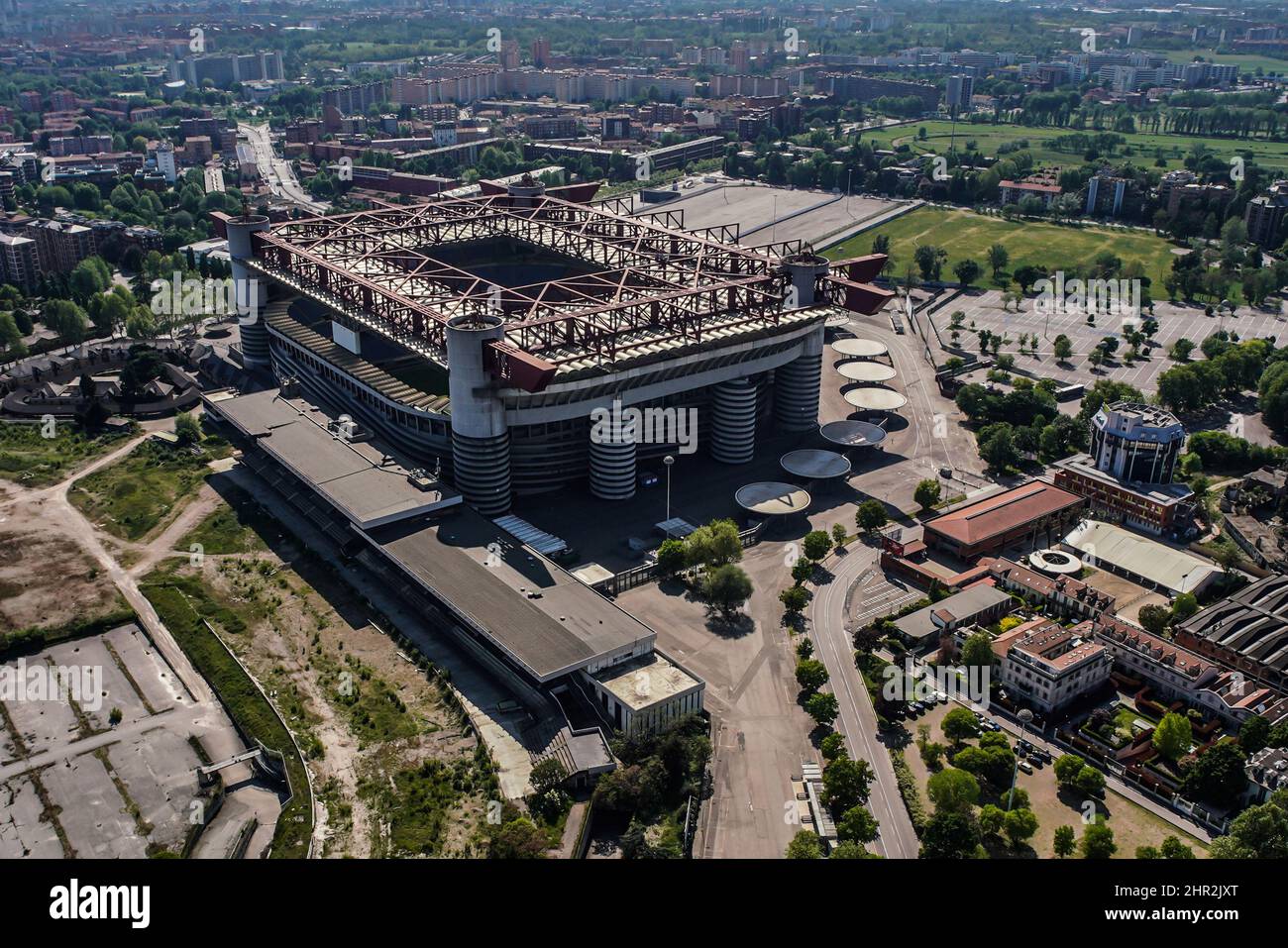 Italy, Lombardy, Milan aerial view, San Siro stadium Stock Photo