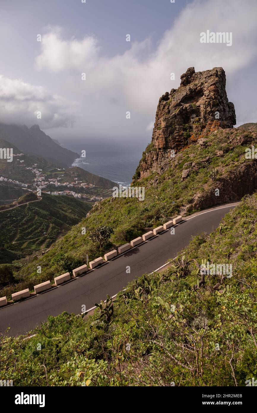 Mountain road above Taganana, Tenerife on the Canary Islands Stock Photo
