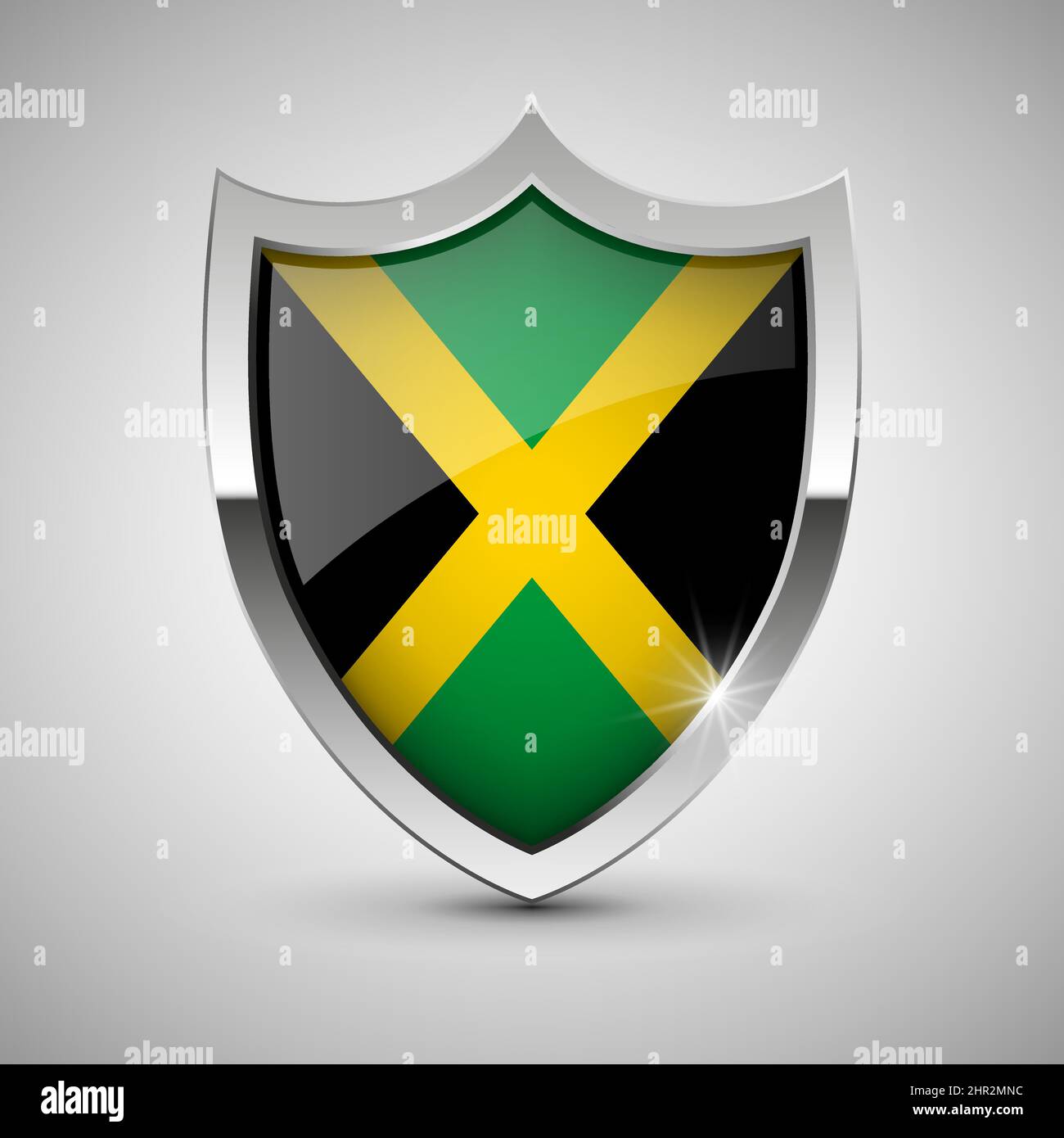 EPS10 Vector Patriotic shield with flag of Jamaica. An element of impact for the use you want to make of it. Stock Vector