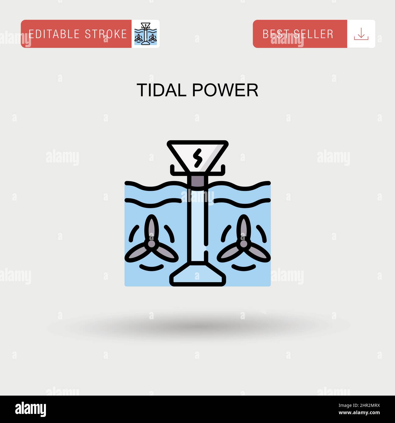 Tidal power Simple vector icon. Stock Vector