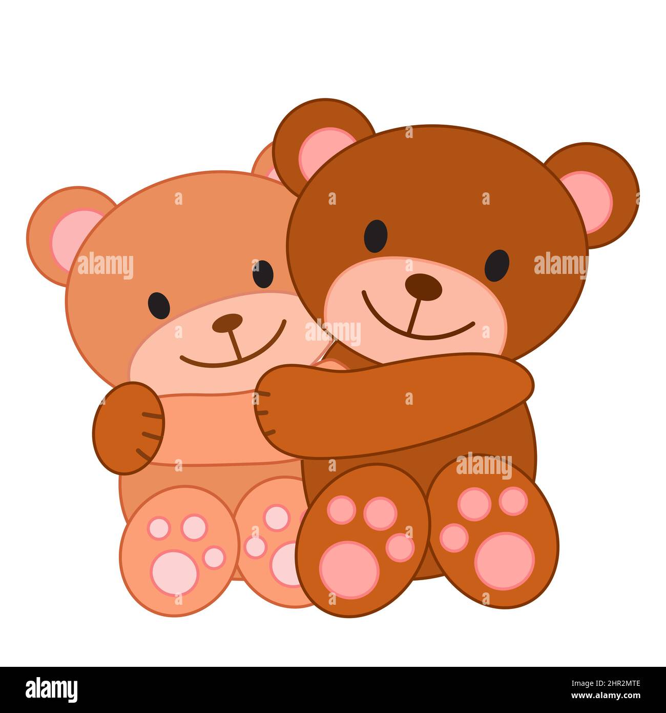 Two hugging bears. Cute cartoon illustration. Love and friendship concept.  Print for Valentine day. Teddy bear hug his friend. Print for children, clo  Stock Vector Image & Art - Alamy