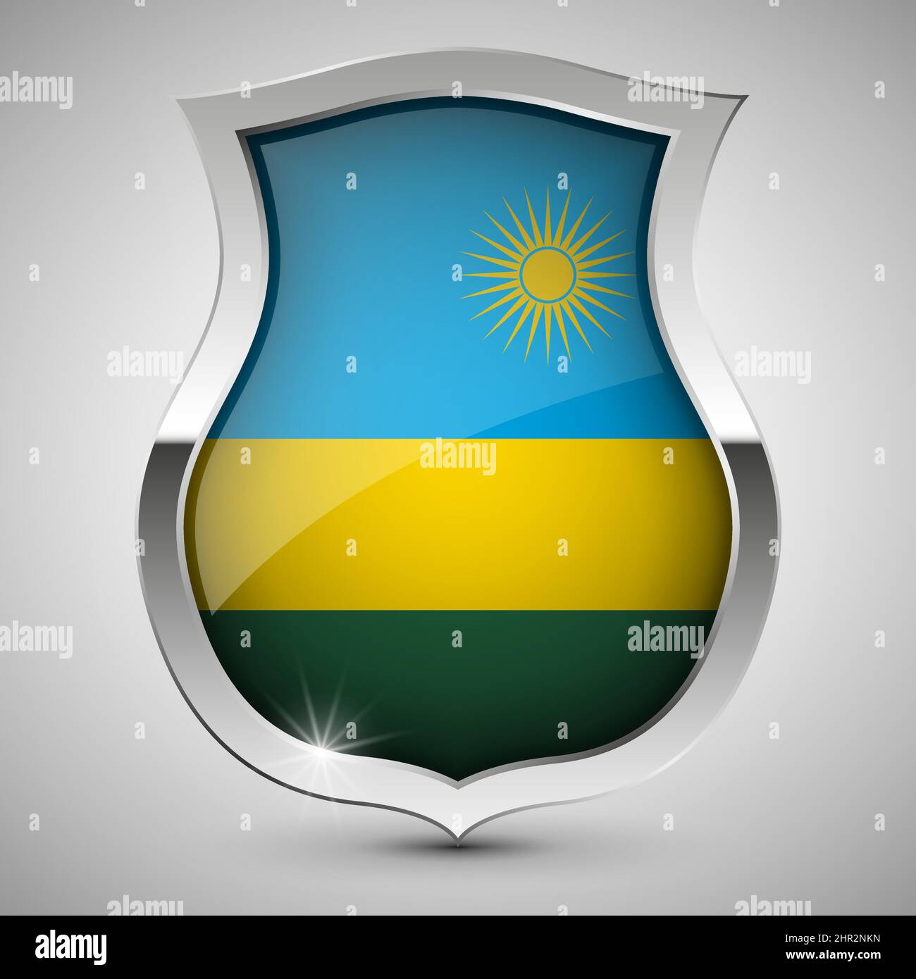 EPS10 Vector Patriotic shield with flag of Rwanda. An element of impact for the use you want to make of it. Stock Vector