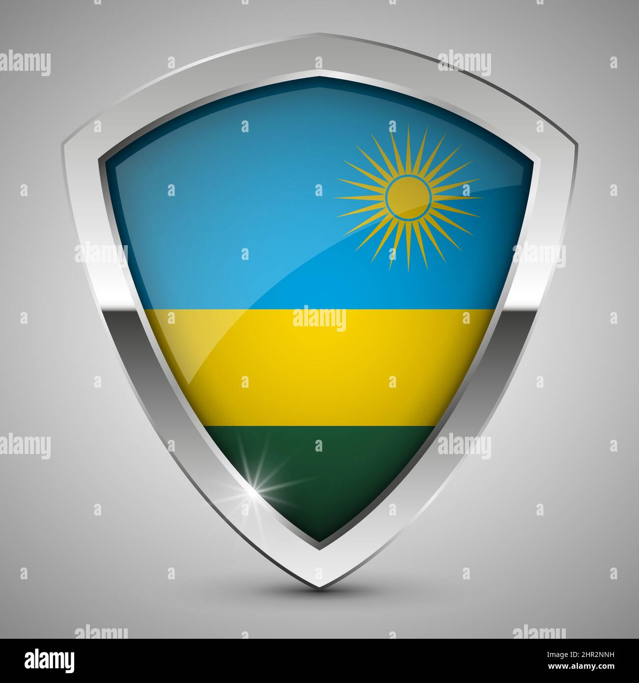 EPS10 Vector Patriotic shield with flag of Rwanda. An element of impact for the use you want to make of it. Stock Vector