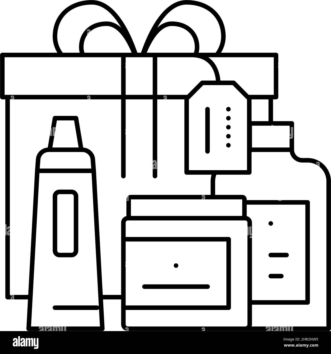 gift and face care kit packages line icon vector illustration Stock