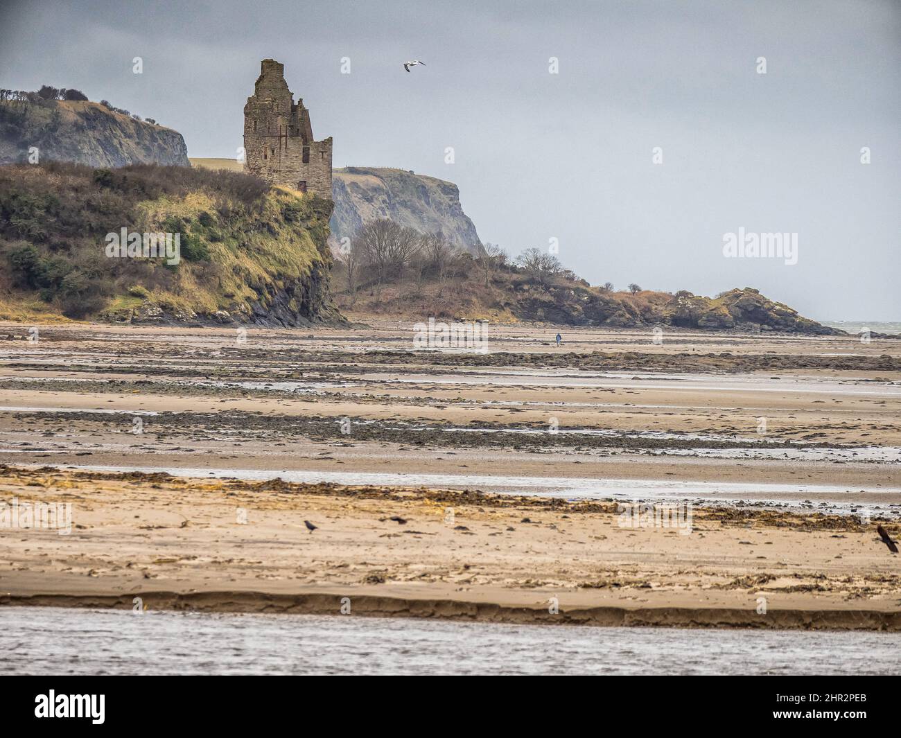 Looking towards Greenan Castle on a winter February afternoon Stock Photo