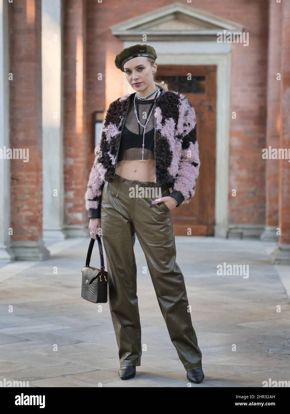 Fashion blogger street style outfit before Alberta Ferretti fashion show  during Milano fashion week woman fall winter 2022 Stock Photo - Alamy