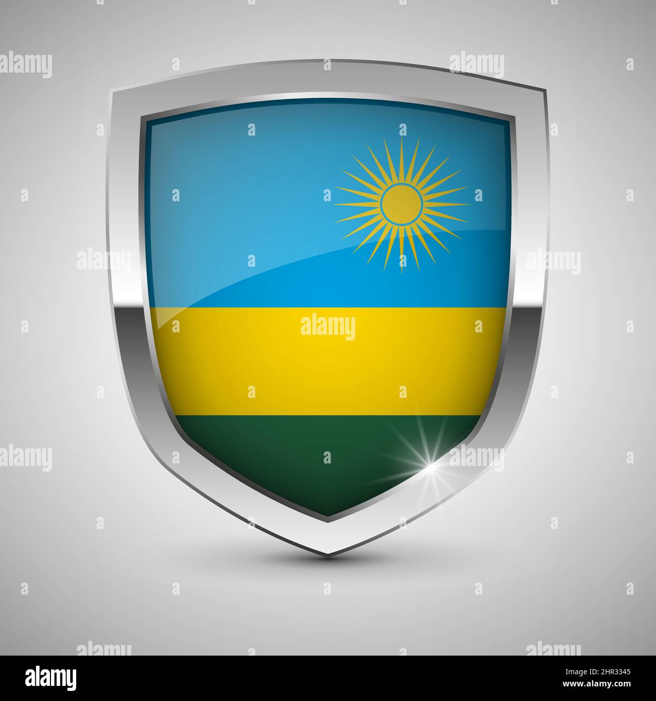 EPS10 Vector Patriotic shield with flag of Rwanda. An element of impact for the use you want to make of it. Stock Vector