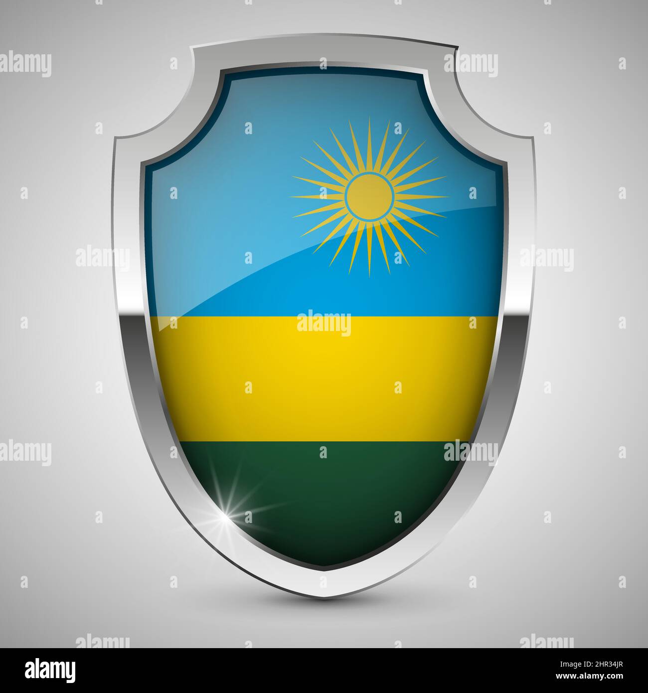 EPS10 Vector Patriotic shield with flag of Rwanda. An element of impact for the use you want to make of it. Stock Vector