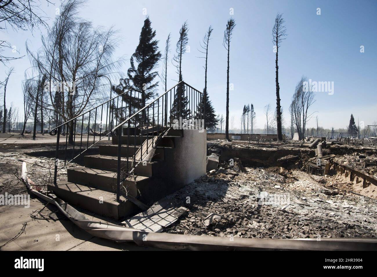 All that remains of a house in Slave Lake, Alberta, on Monday, May 16, 2011 is a set of steps