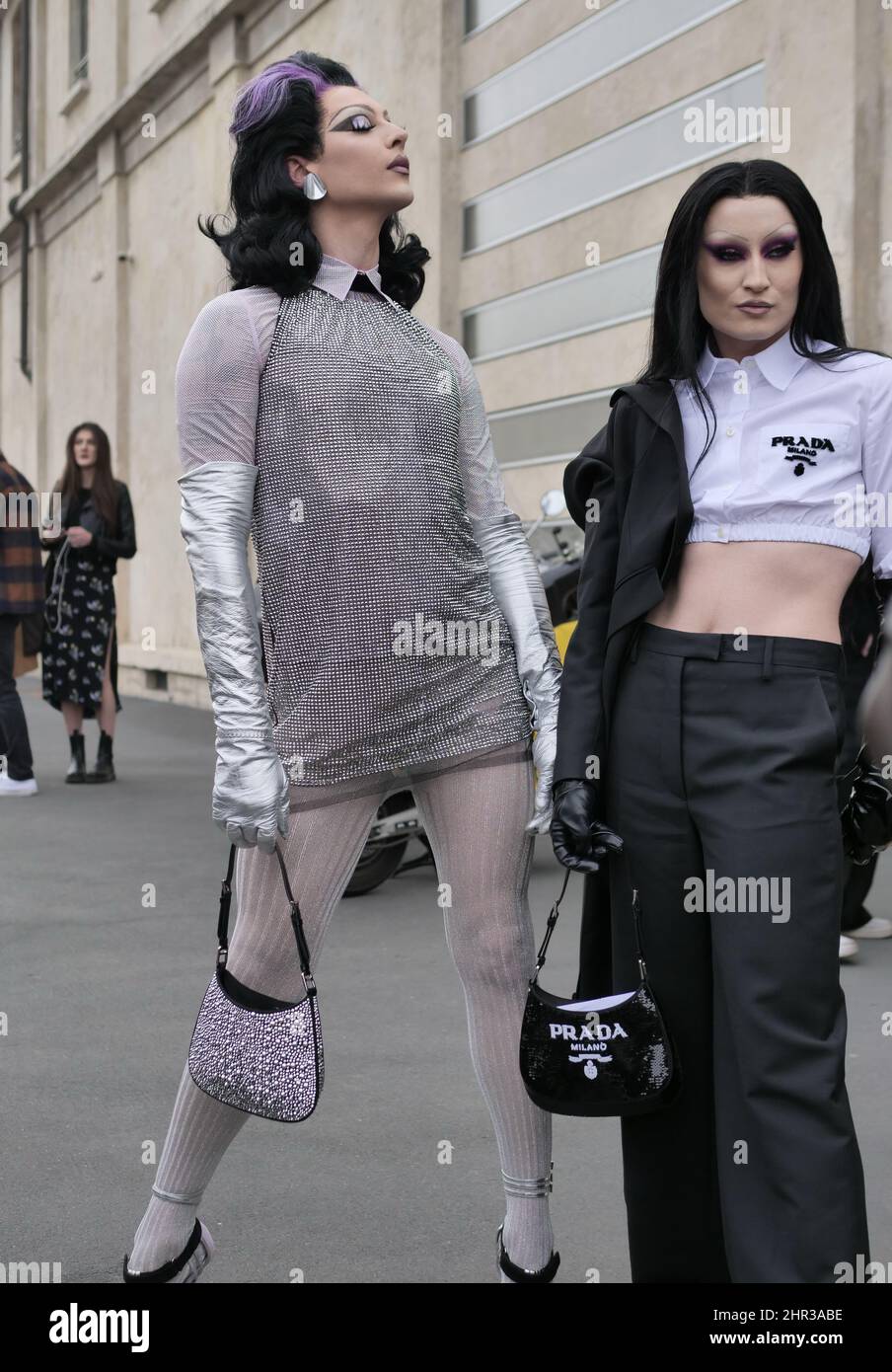 Violet Chachki e Gottmik after Prada fashion show during Milano Fashion  week woman fall/winter 2022 Stock Photo - Alamy