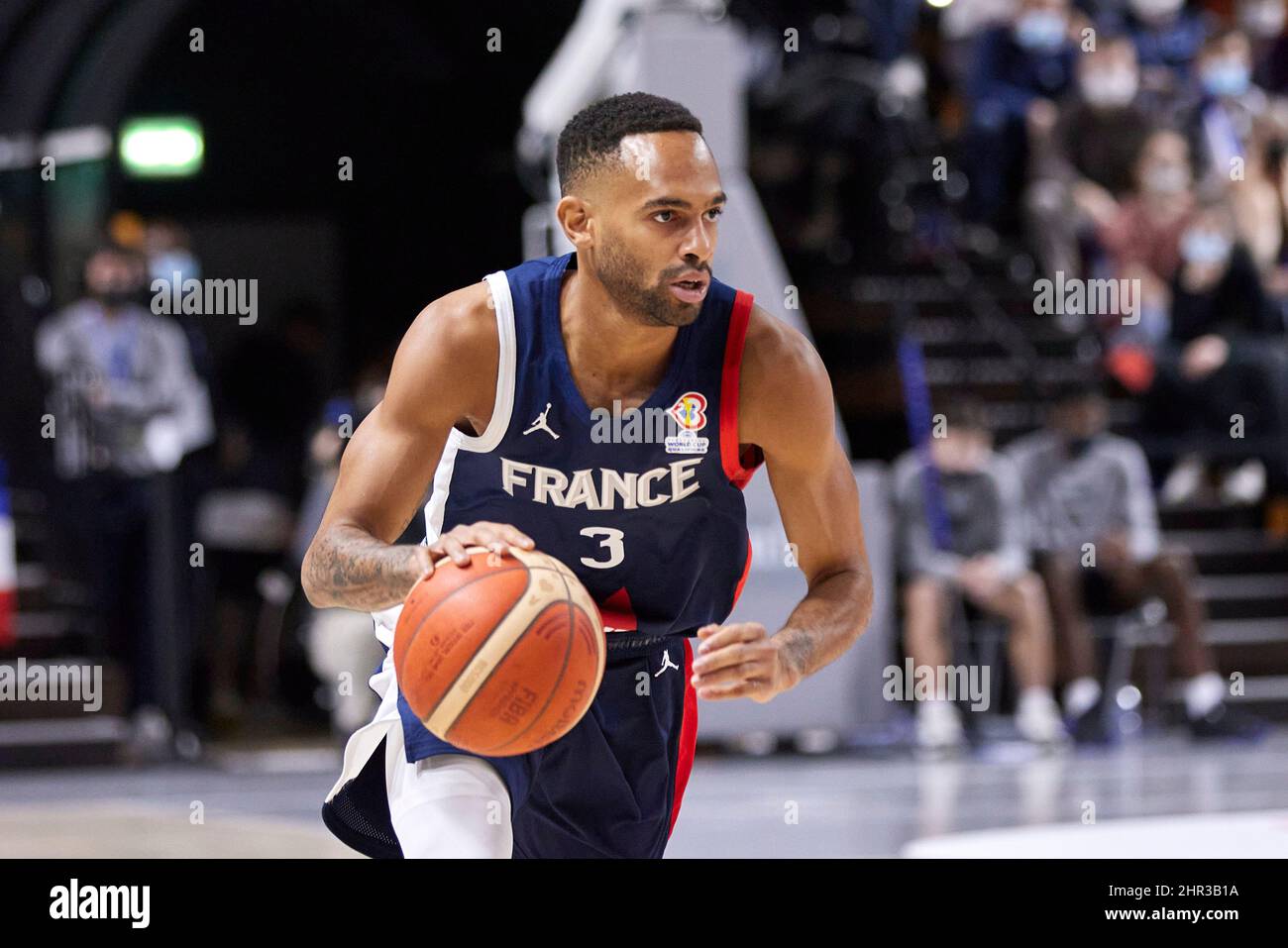 David MICHINEAU (3) of France during the FIBA World Cup 2023, European  qualifiers, 1st round Group E Basketball match between France and Portugal  on February 24, 2022 at Palais des Sports Jean-Michel