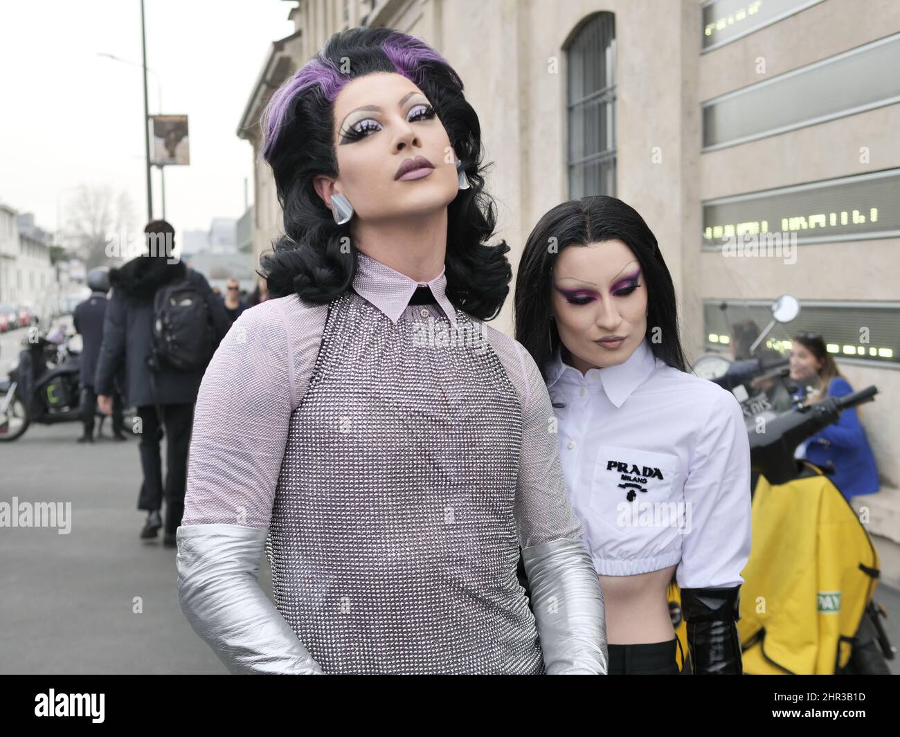 Violet Chachki e Gottmik after Prada fashion show during Milano Fashion  week woman fall/winter 2022 Stock Photo - Alamy