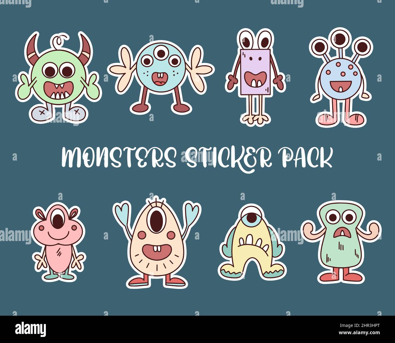 Set of stickers monsters Stock Vector Image & Art Alamy