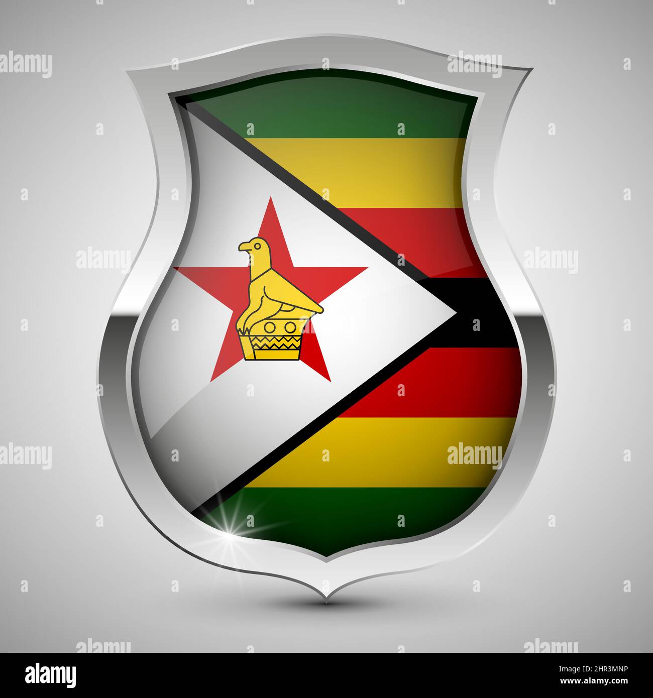EPS10 Vector Patriotic shield with flag of Zimbabwe. An element of