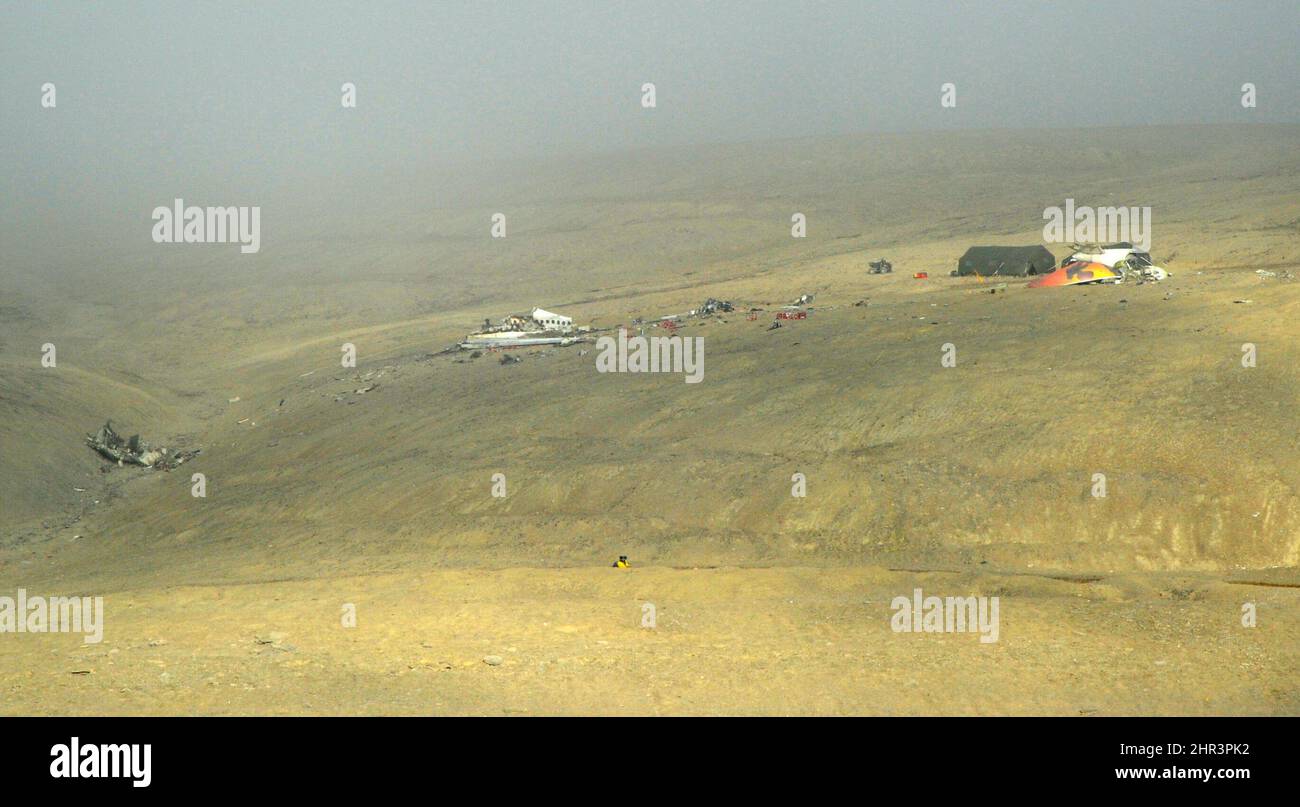 The crash site of First Air flight 6560 in Resolute is viewed from the