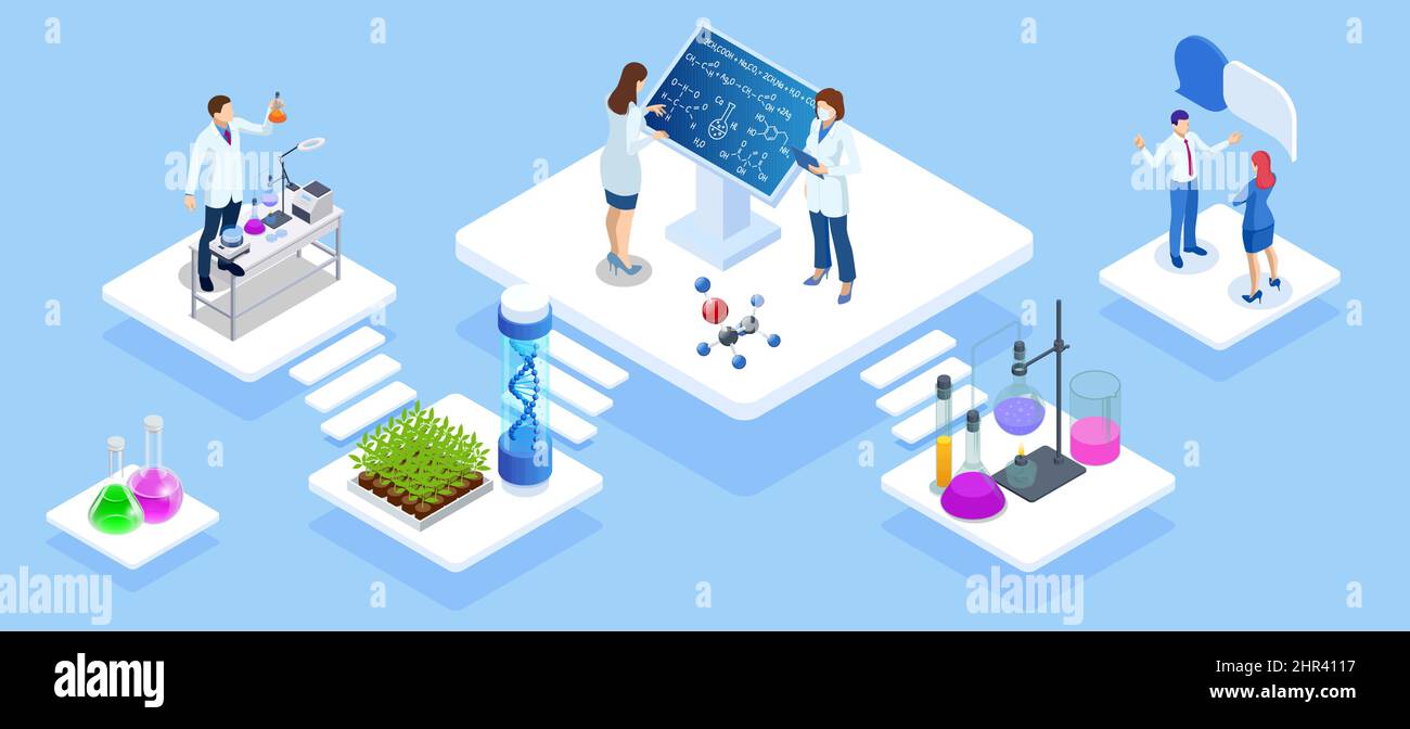 Isometric Chemical Laboratory concept. Molecular Biology Technics ...