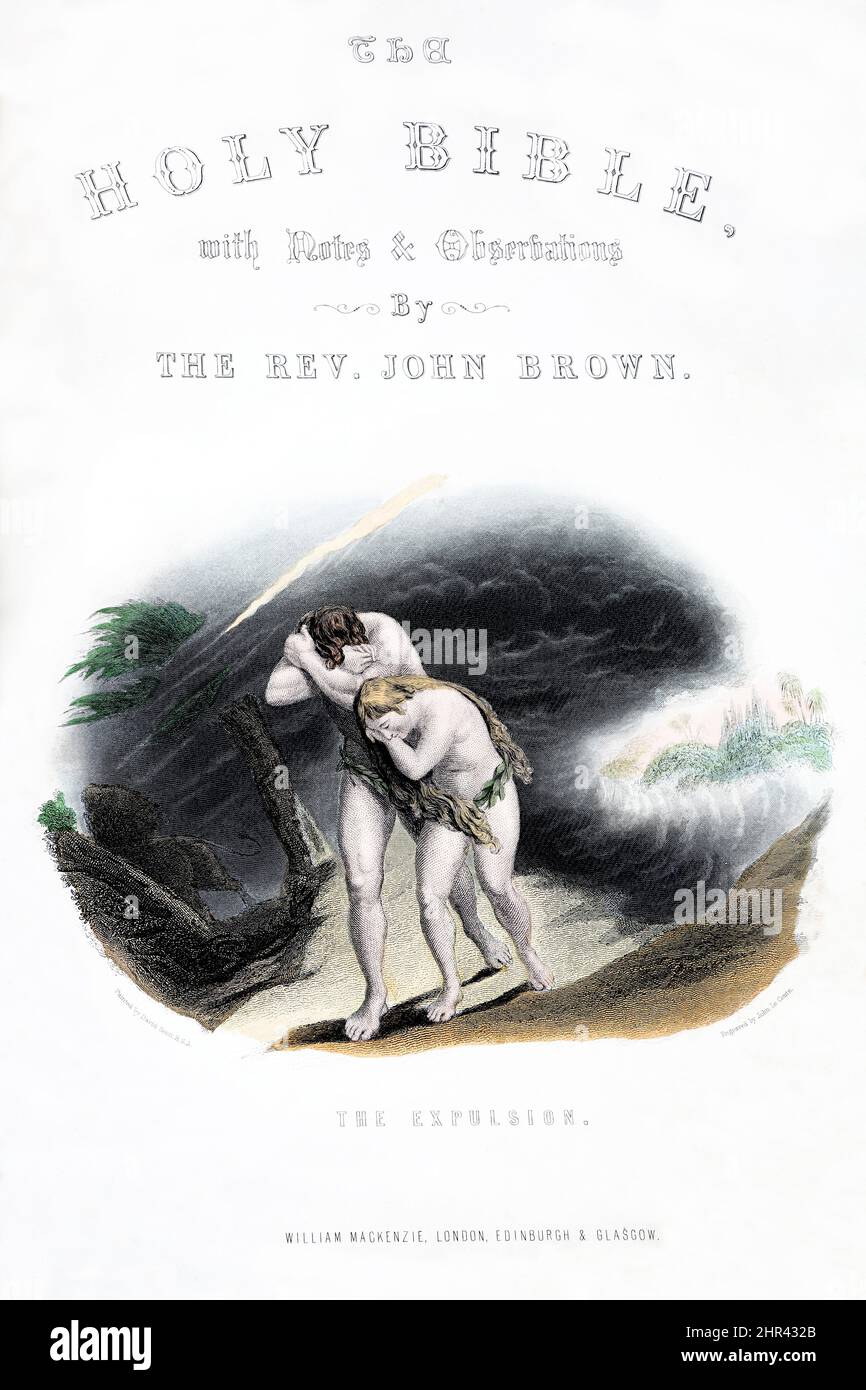 Bible Story, Illustration The Expulsion of Adam and Eve from the Garden ...