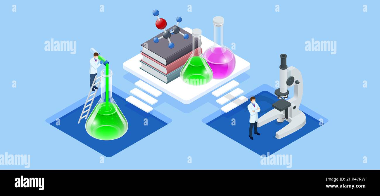 Isometric Chemical Laboratory concept. Molecular Biology Technics ...