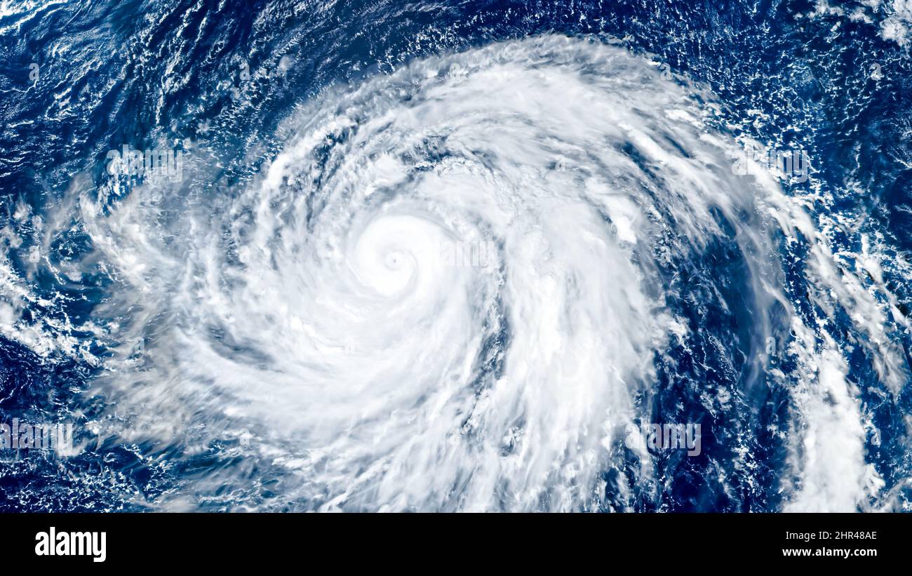 Spinning Super Typhoon Hagibis Top View Background, Pacific Ocean, Category 5 Storm, Northern Mariana Islands.Elements of this image furnished by NASA Stock Photo