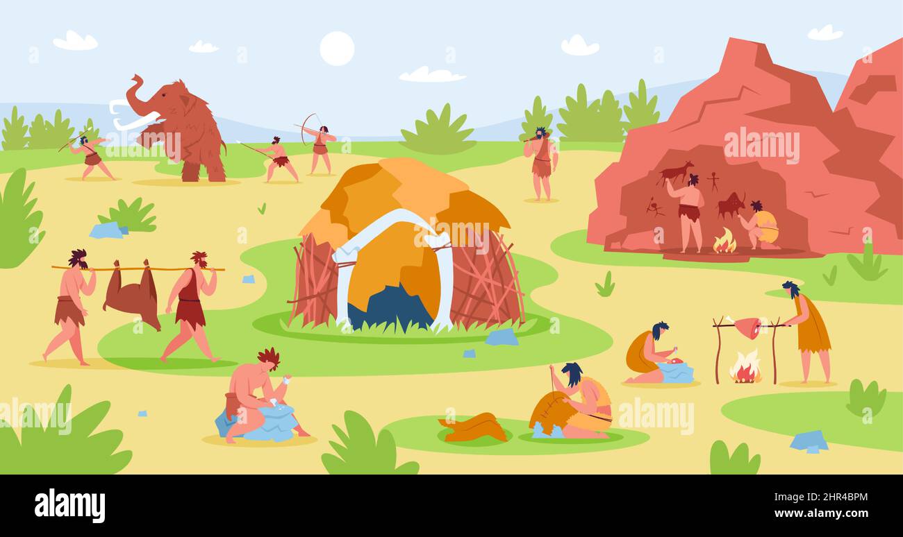Hunting scene stone age Stock Vector Images - Alamy