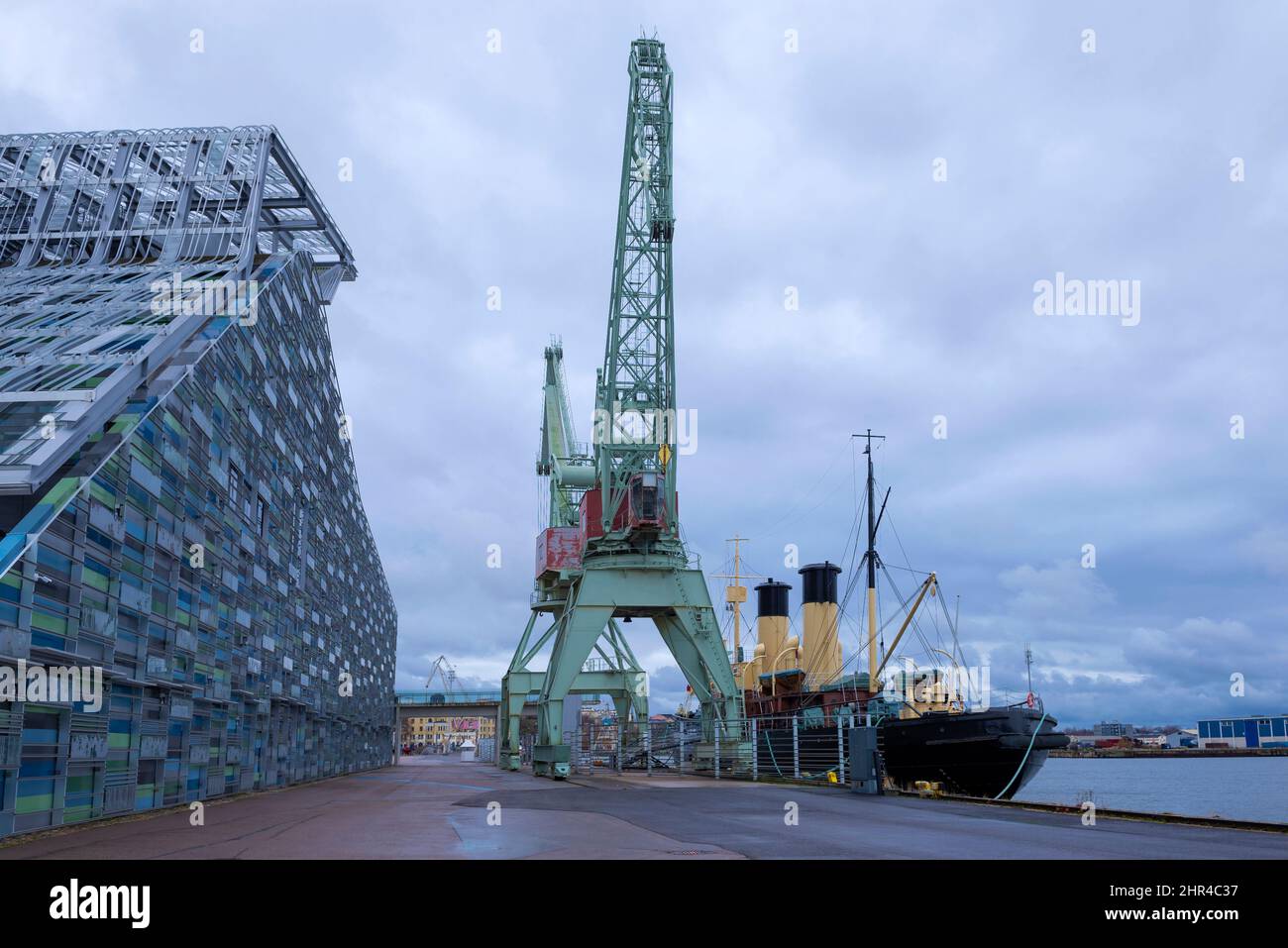 KOTKA, FINLAND - NOVEMBER 02, 2019: Cargo crane at the port of Vellamo. Kotka, Finland Stock Photo