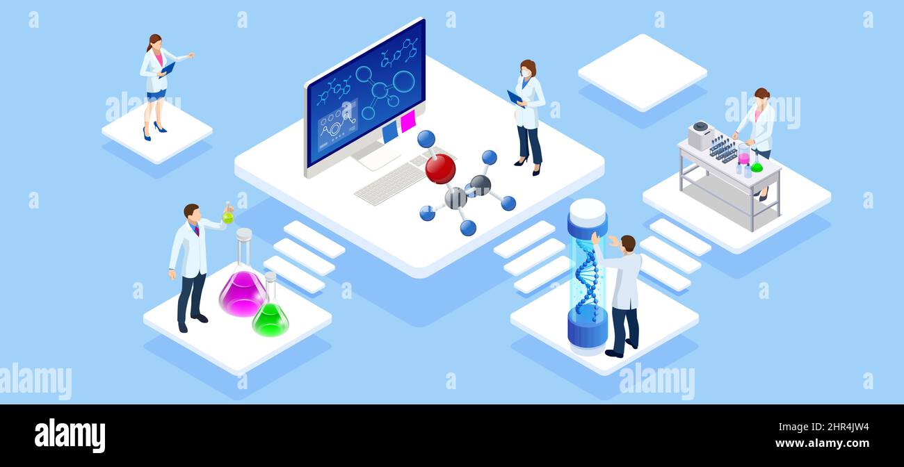 Isometric Chemical Laboratory concept. Molecular Biology Technics ...