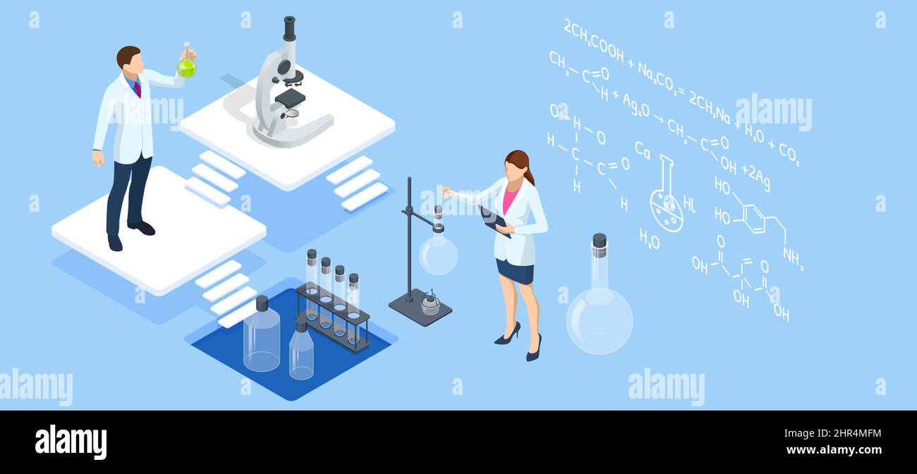 Isometric Chemical Laboratory concept. Molecular Biology Technics
