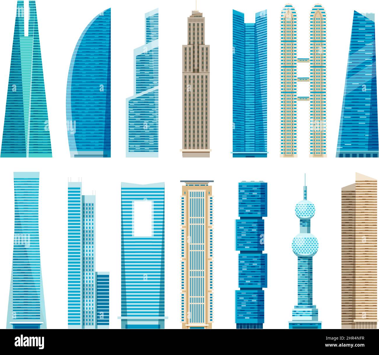 Skyscrapers, modern skyscraper towers, city business office buildings