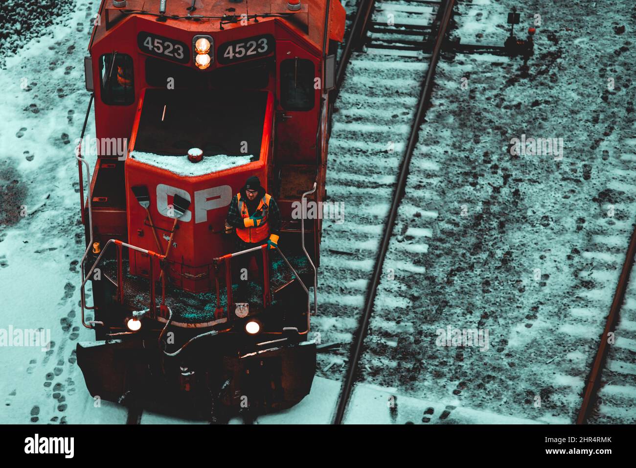 CP Rail conductor on the train in Vancouver, Canada Stock Photo Alamy