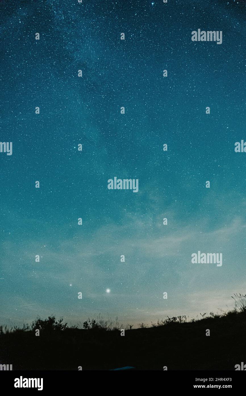Vertical shot of a beautiful night landscape with the Milky Way Stock ...