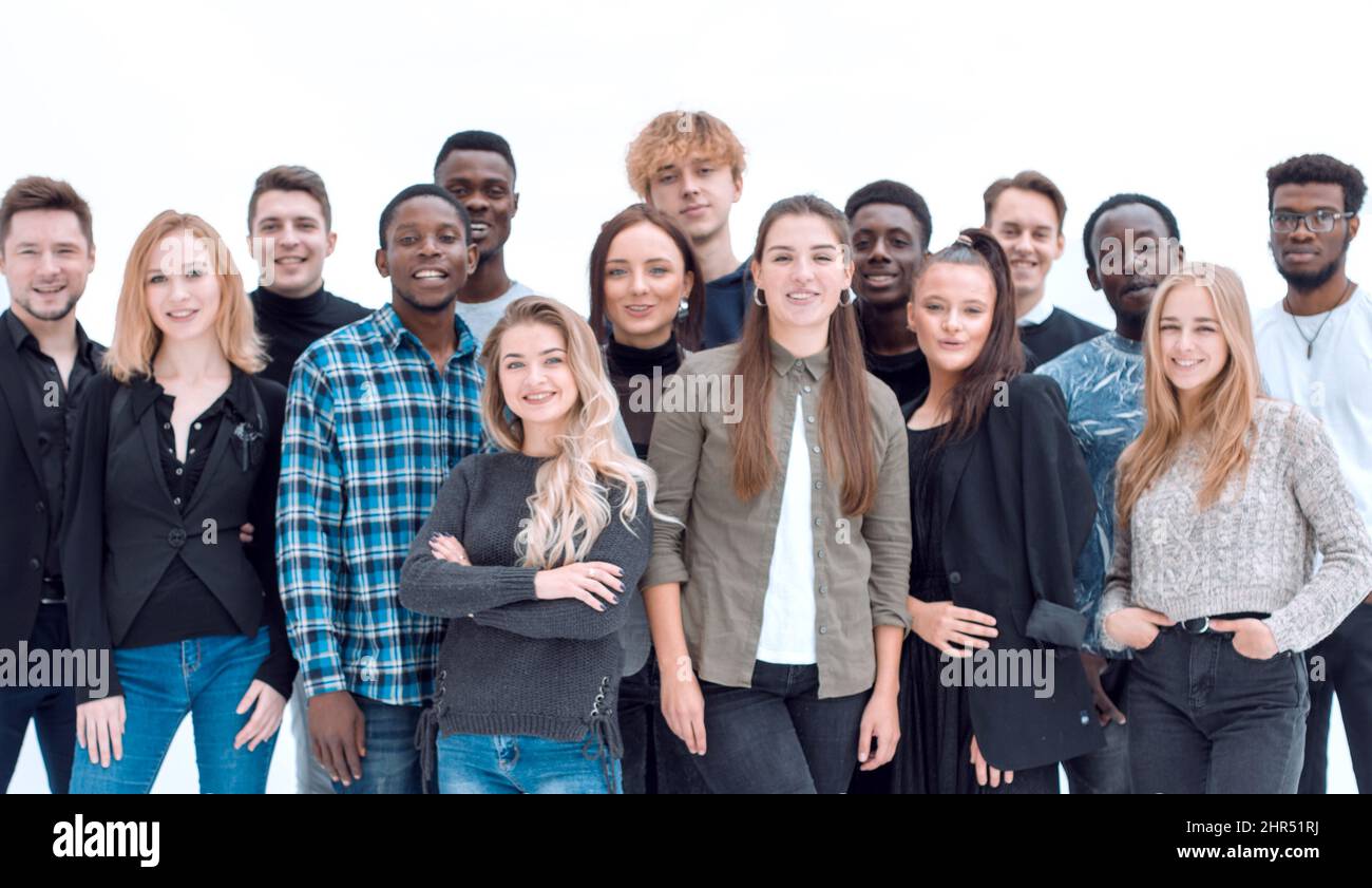 full length . group of diverse young people standing together Stock ...