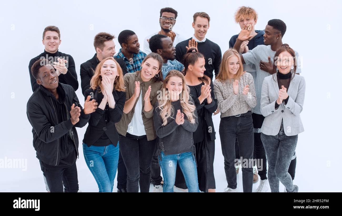 group of happy young people standing together Stock Photo - Alamy
