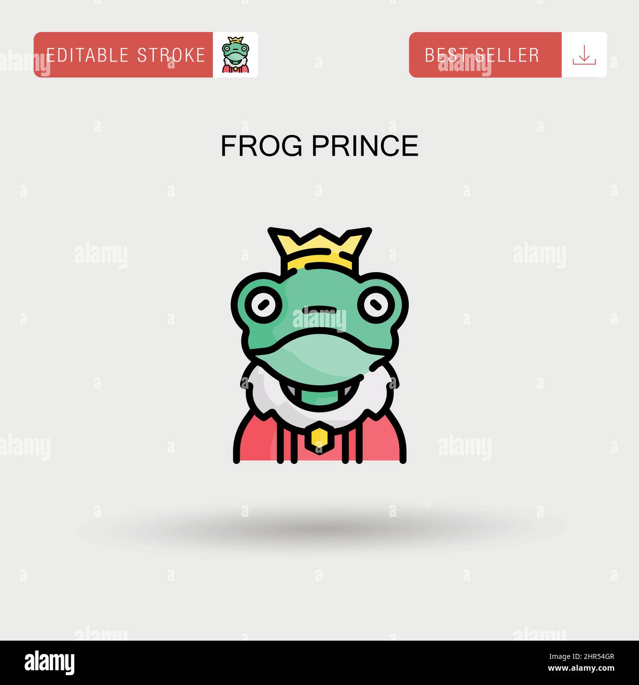 Frog prince Simple vector icon. Stock Vector