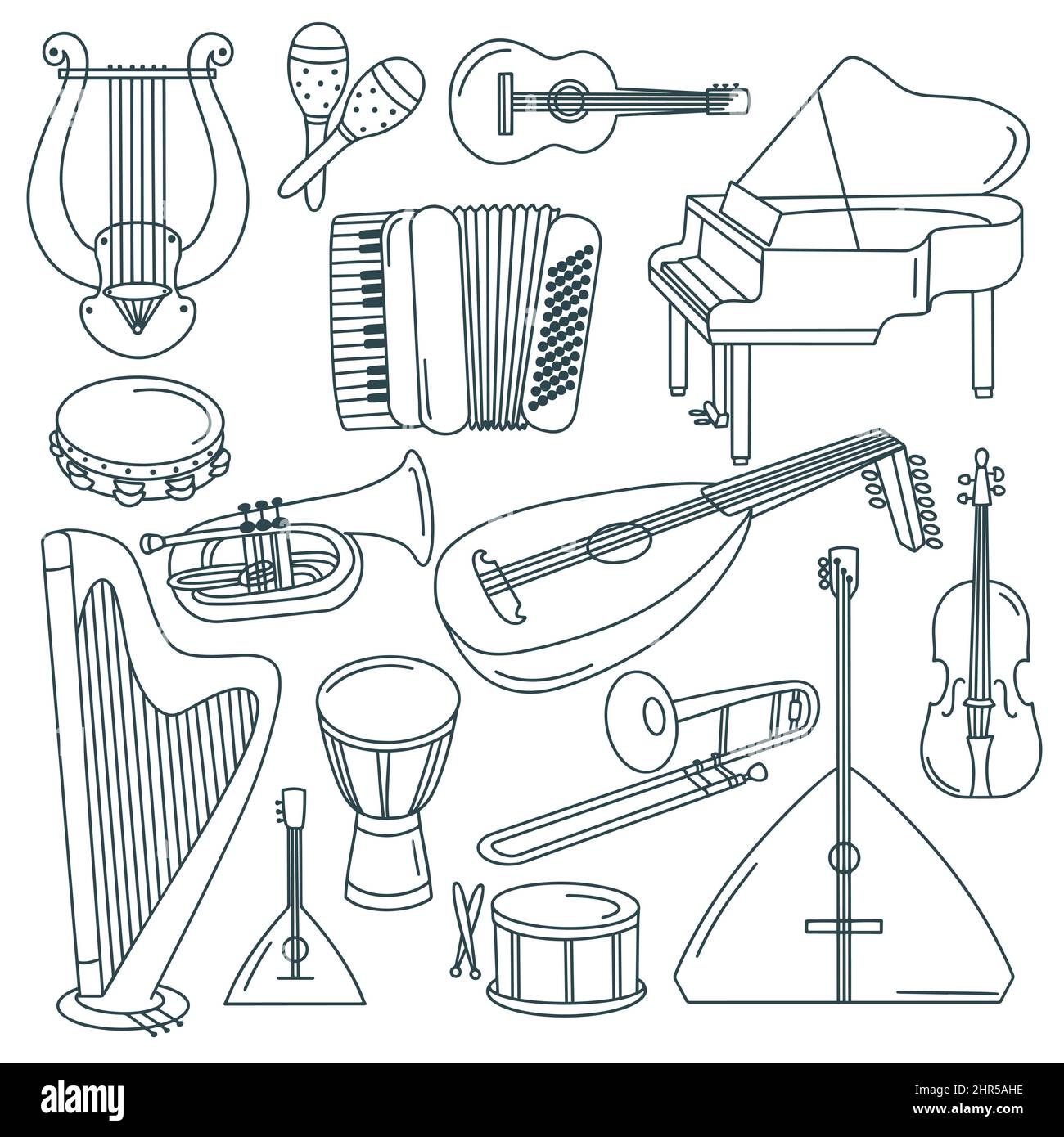 Musical instruments doodle set Stock Vector Image & Art Alamy