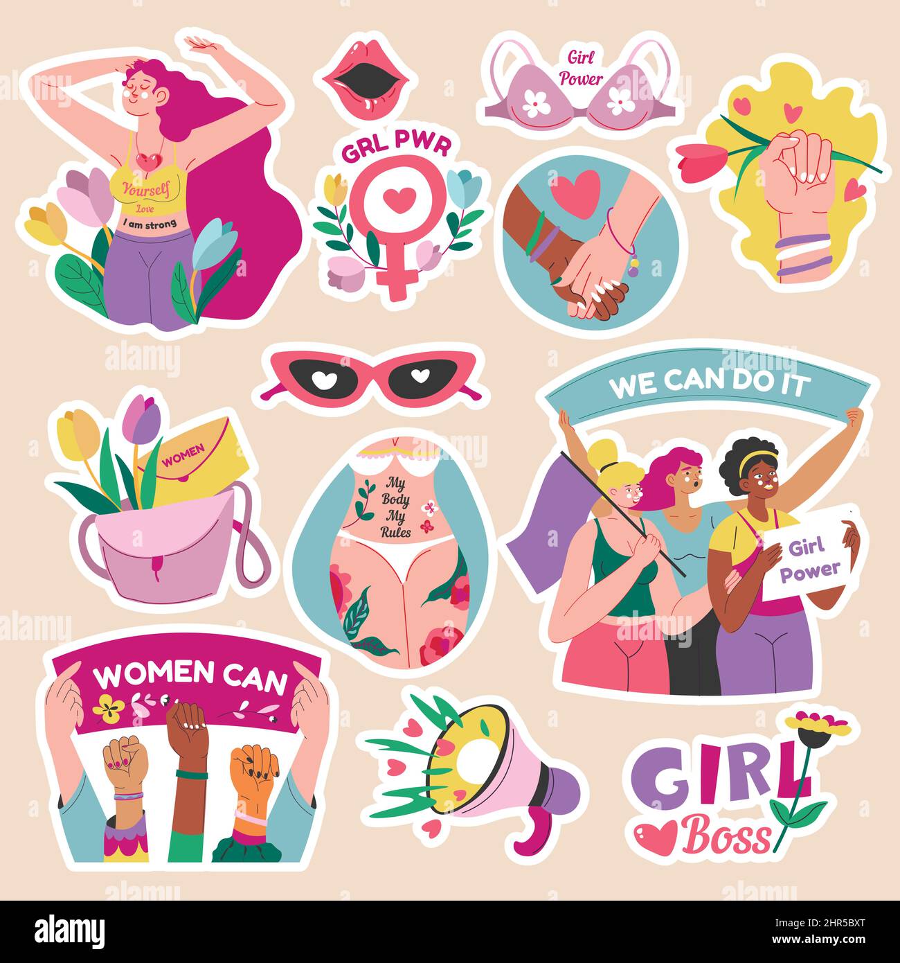 Power Woman Vector Women label female power Stock Vector Images - Alamy