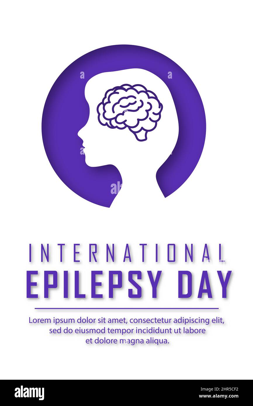 World International Epilepsy Day. White poster with a silhouette of a