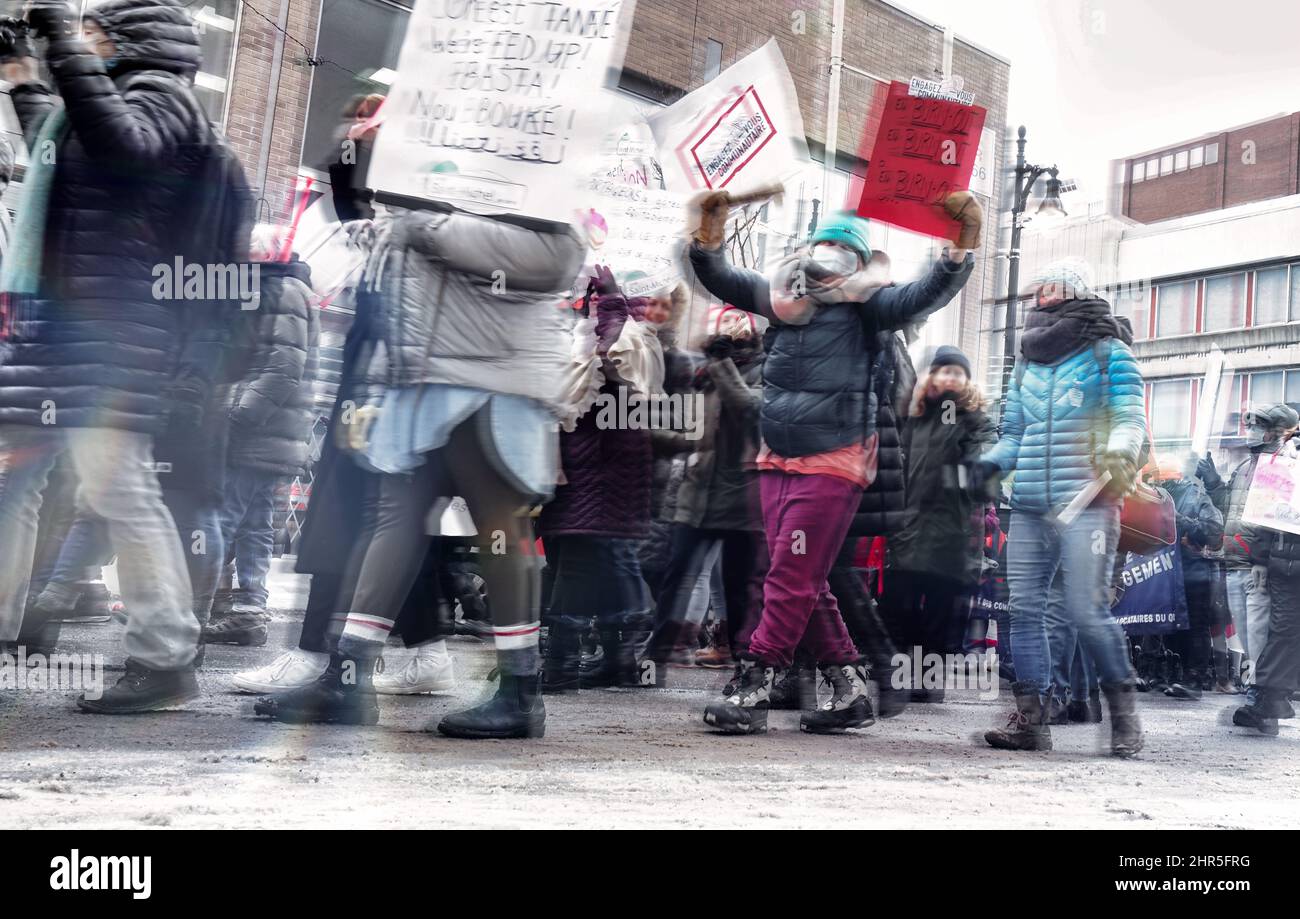 People walking in a protest march. Stock Photo