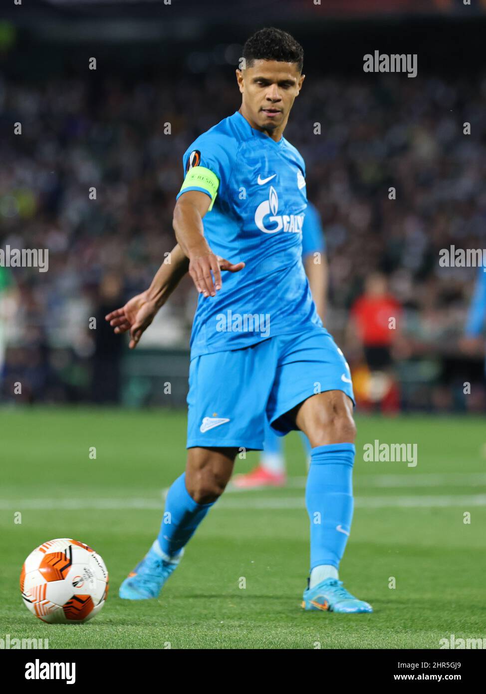 February 24, 2022, Seville, Seville, Spain: Douglas Santos of Zenit St. Petersburg in action during the UEFA Europa League Round Play-Offs Leg One match between Real Betis and Zenit St. Petersburg at Benito Villamarin Stadium on February 24, 2022 in Seville, Spain. (Credit Image: © Jose Luis Contreras/DAX via ZUMA Press Wire) Stock Photo