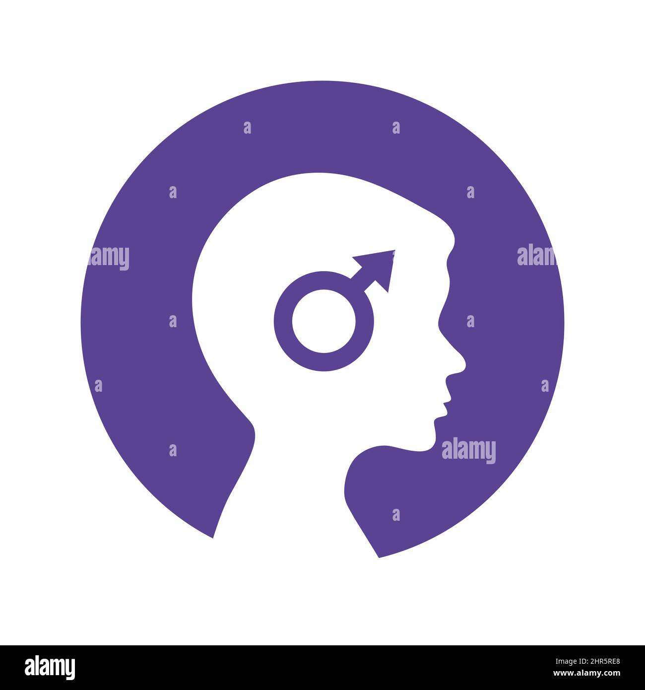 The problem of gender choice for a person in modern society. Silhouette of a boy with a gender sign. Multicultural polygender society. Variety of gend Stock Vector