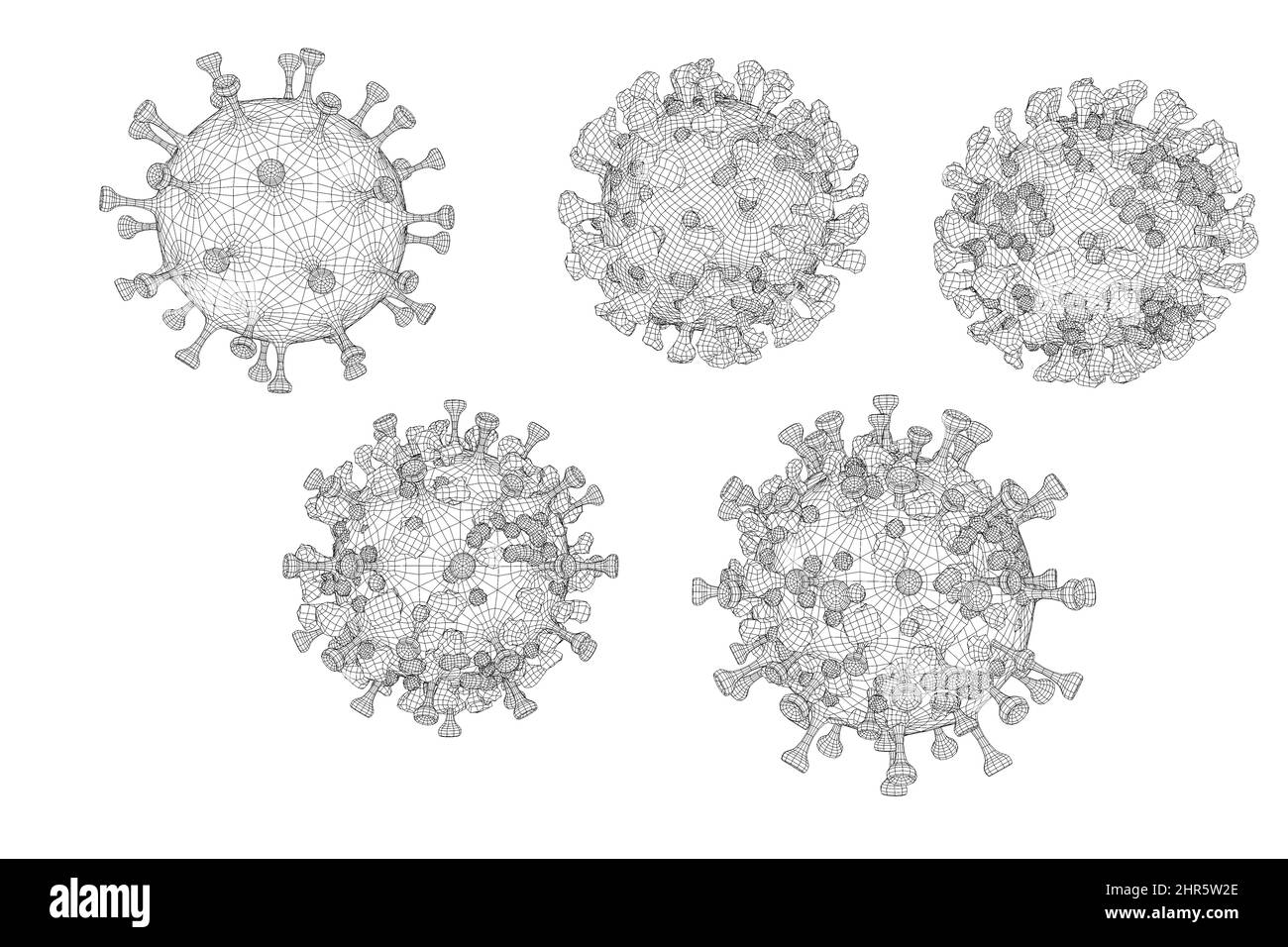 Symbolbild: CGI-Visualisierung: Coronavirus, Mutationen Delta Omicron/ symbolic image: Corona Virus, mutations: Delta, Omicron (nur fuer redaktionelle Stock Photo