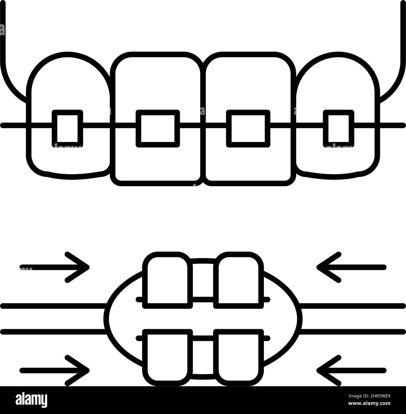 work process tooth braces line icon vector illustration Stock Vector ...