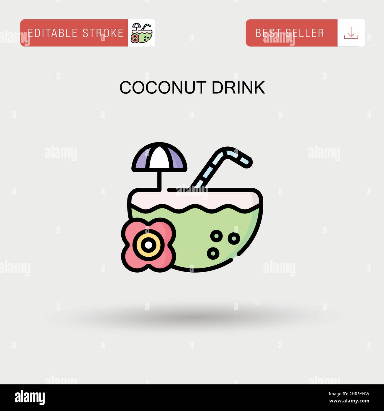 Coconut drink Simple vector icon. Stock Vector