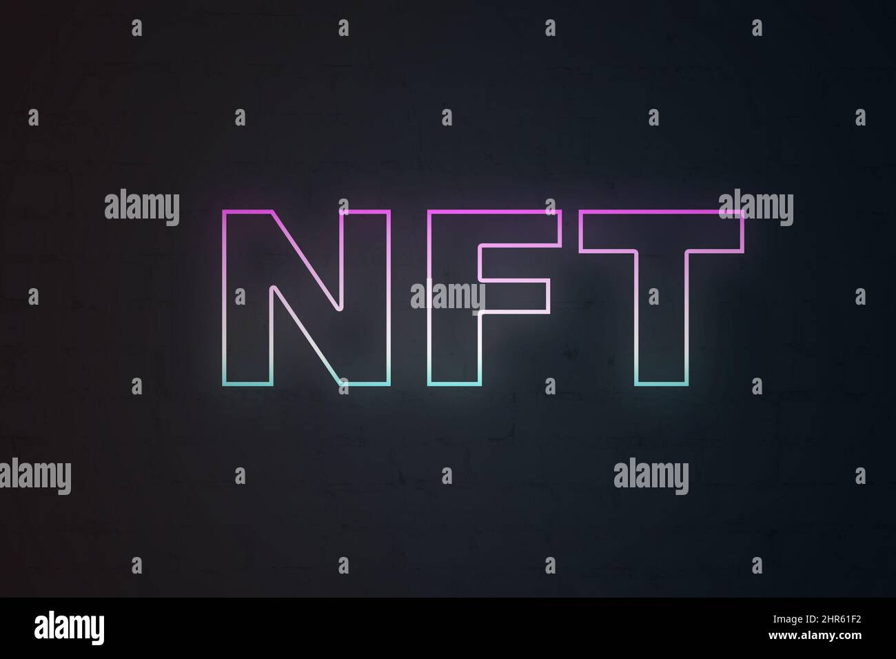 NFT Non fungible token neon text background. Crypto art concept. Technology  selling unique collectibles, games characters, blockchain assets and digit  Stock Photo - Alamy