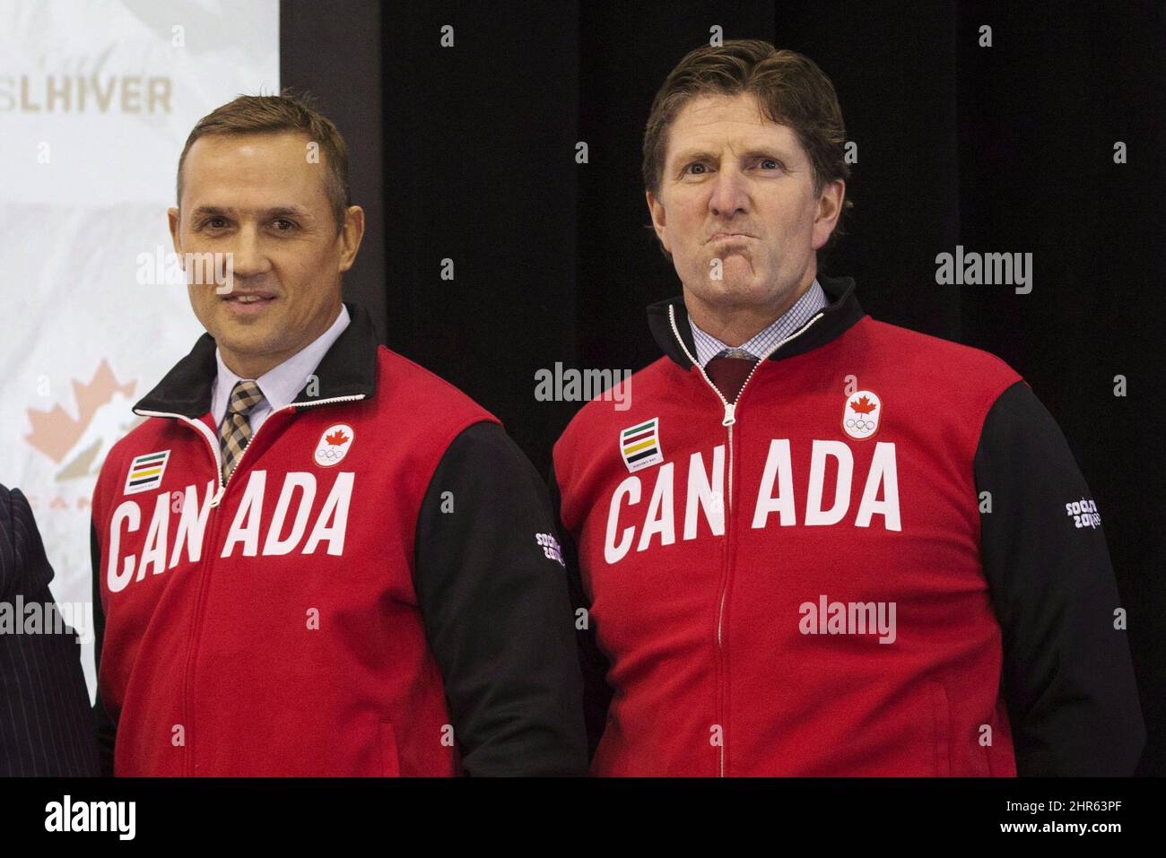 Team Canada Olympic Hockey Team Executive Director Steve Yzerman And Head Coach Mike Babcock 