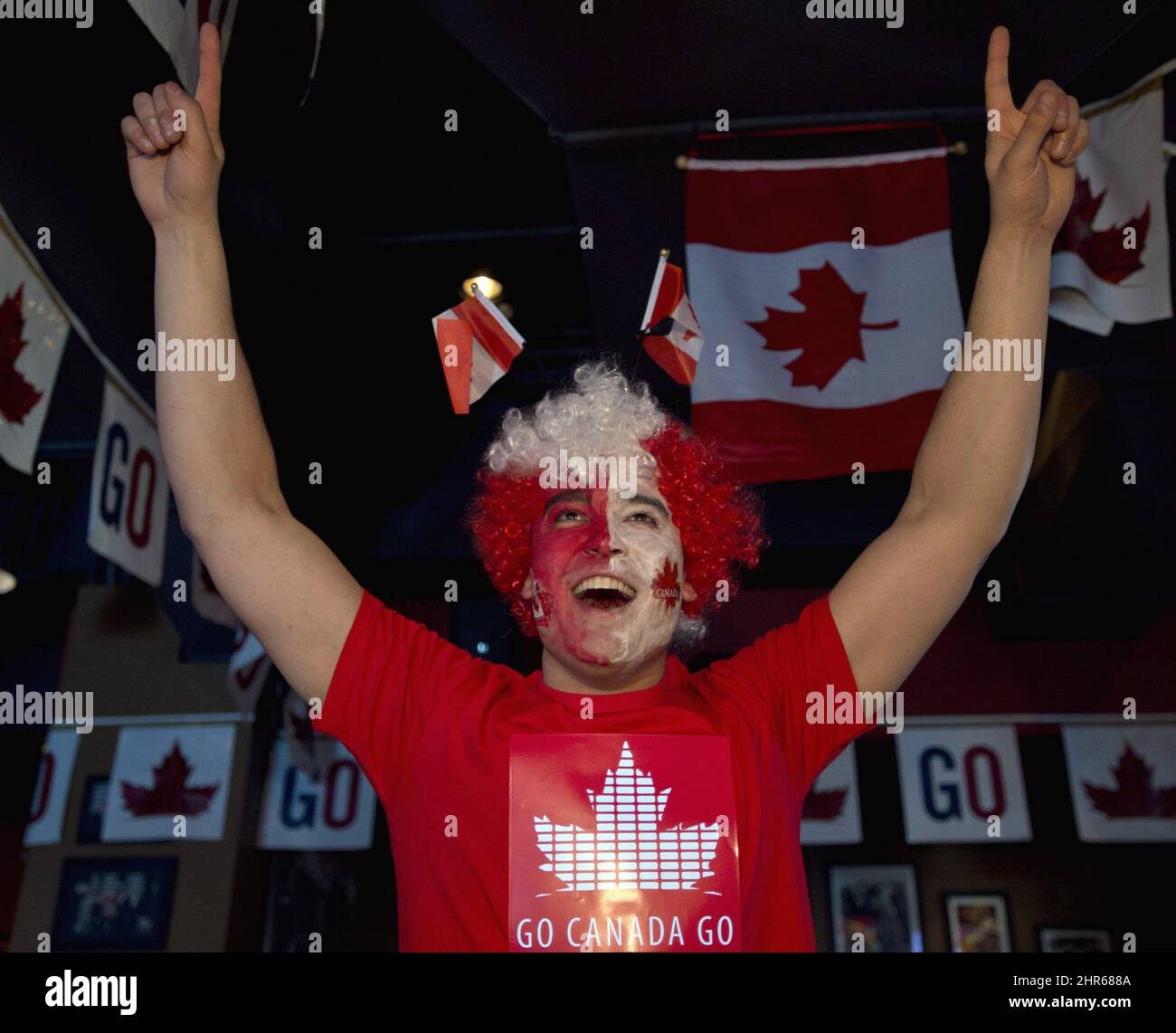 Nicolas Lauzier reacts to Canada's 30 victory over Sweden in men's