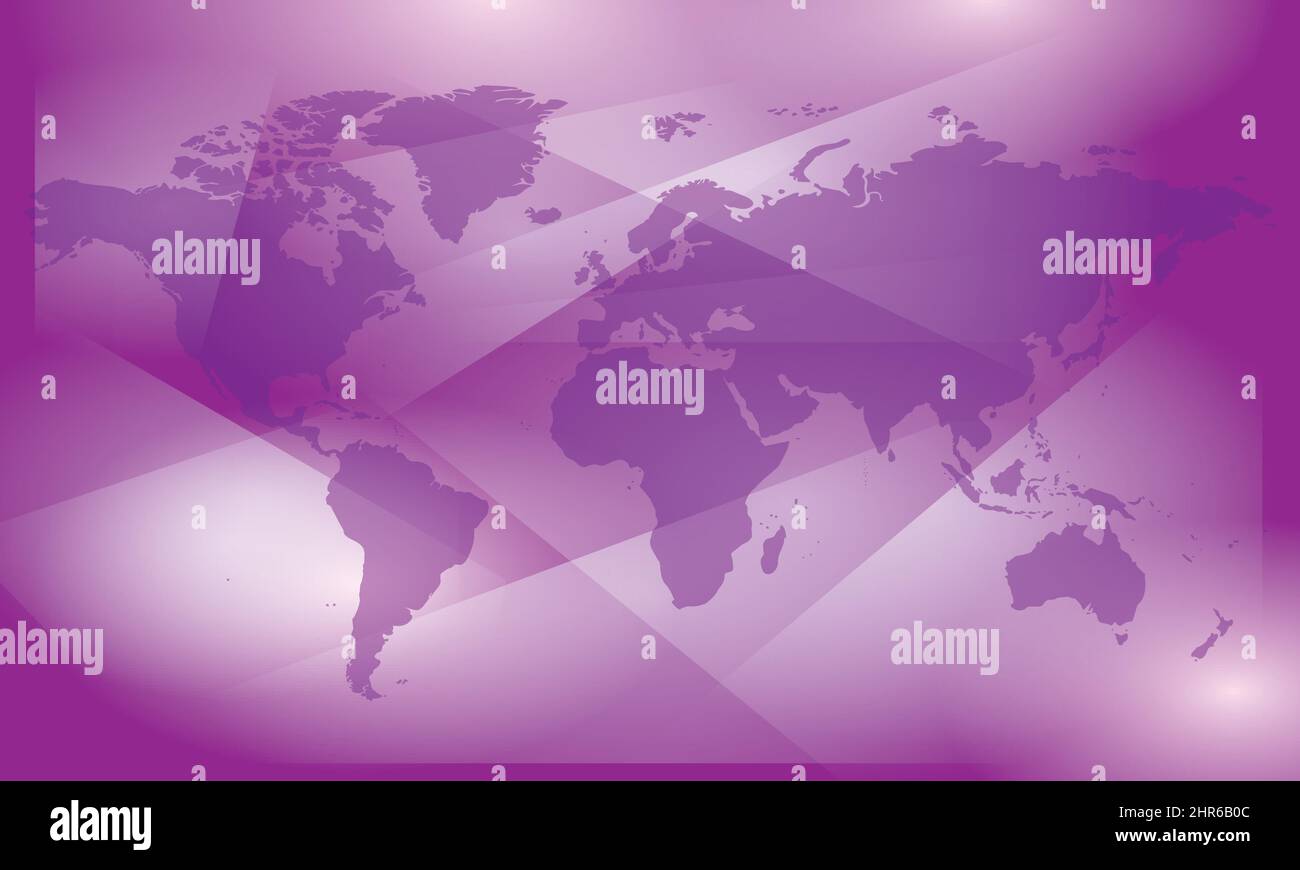 violet abstract background with map of world - vector Stock Vector