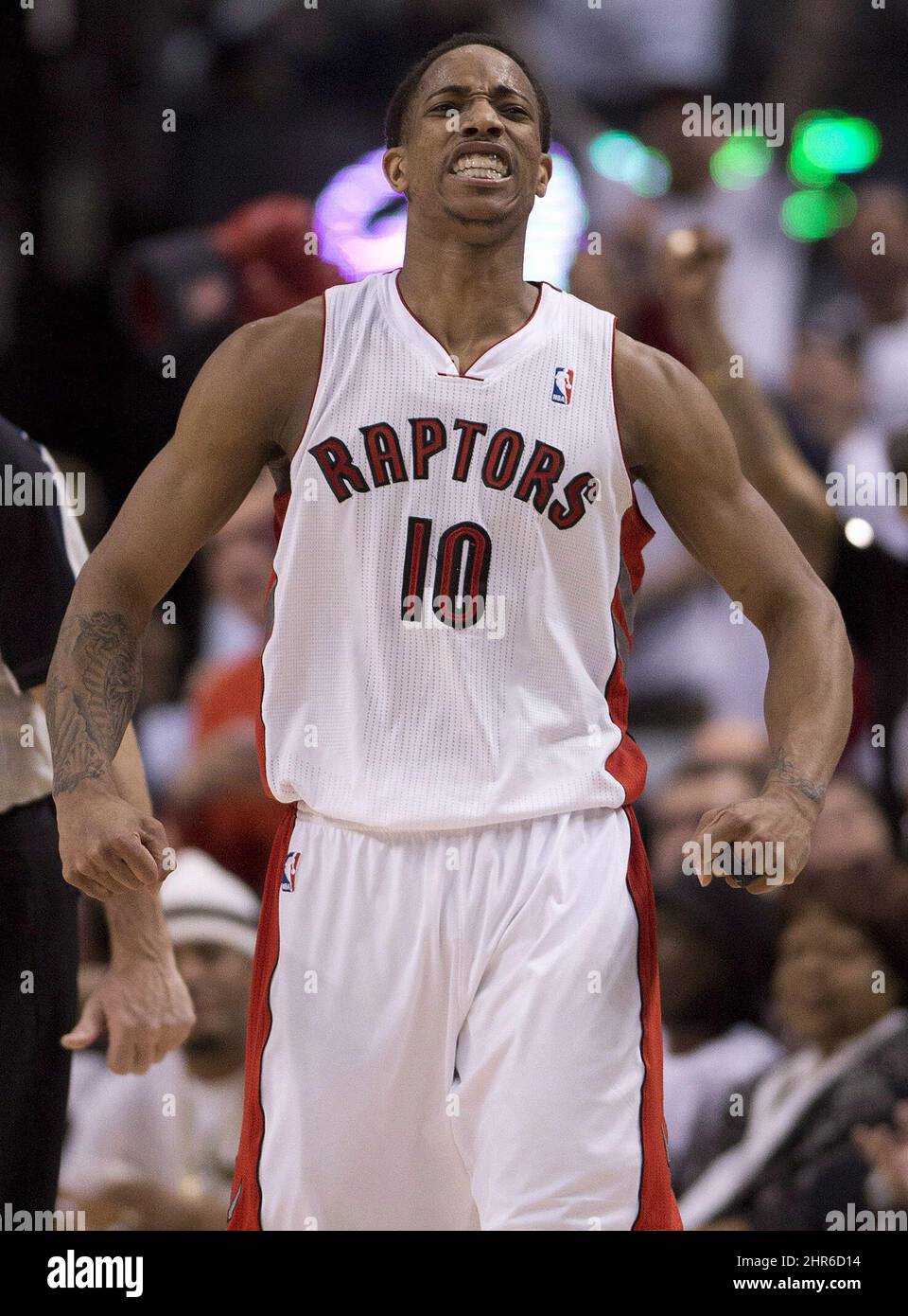 Toronto Raptors guard DeMar DeRozan celebrates during the second half ...