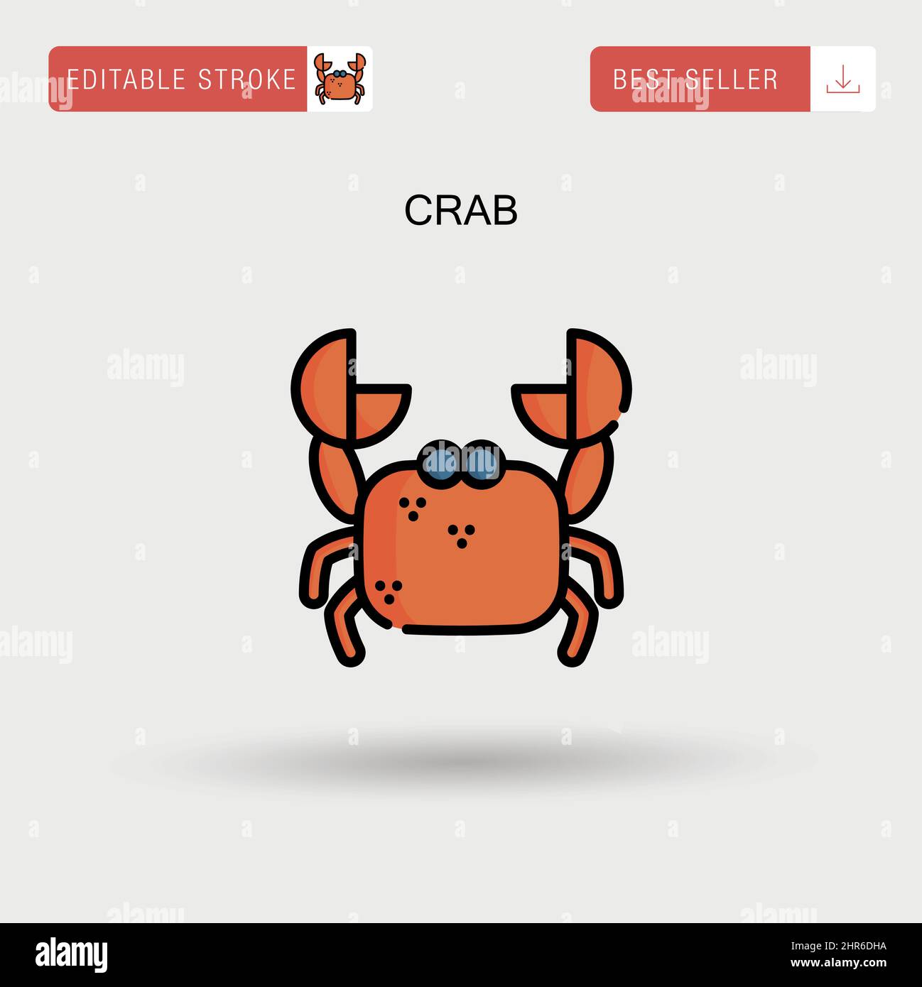 Crab Simple vector icon. Stock Vector
