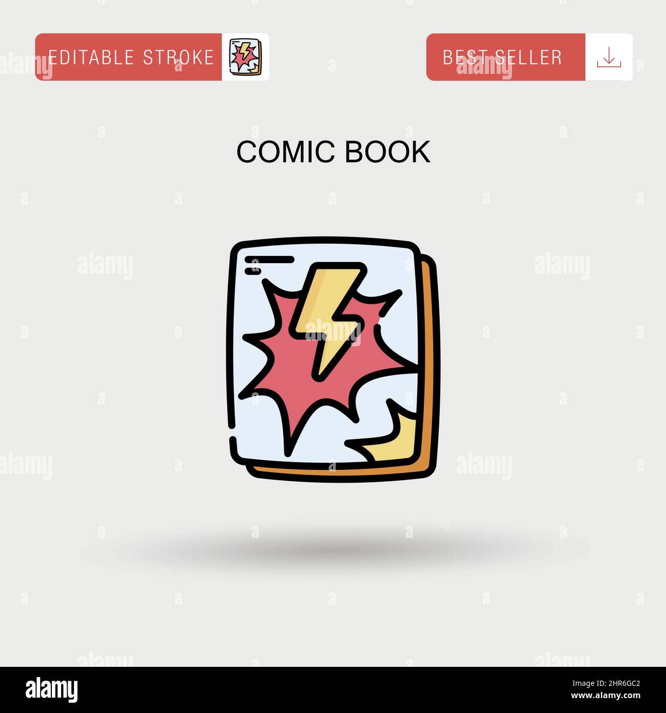 Comic book Simple vector icon. Stock Vector